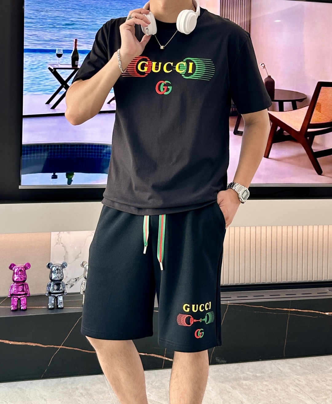 
Gucc  圆领短袖短裤套装 半袖套装顶级版本贸易公司渠道订单，海外精品独家限定发售，经典即永恒，入手
