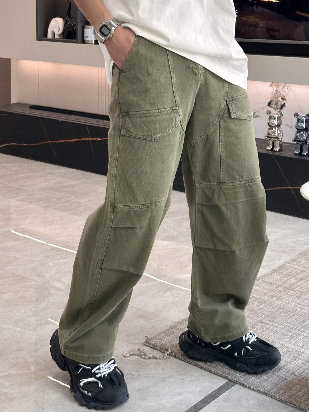 Acne Studios Olive Green Cargo Pants | Relaxed Fit, Ultimate Comfort