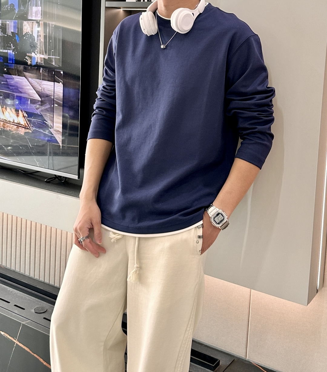 BC Brunello Cucinelli 2025SS秋季新品假两件长袖精纺精梳棉，帅气时尚，简约百搭