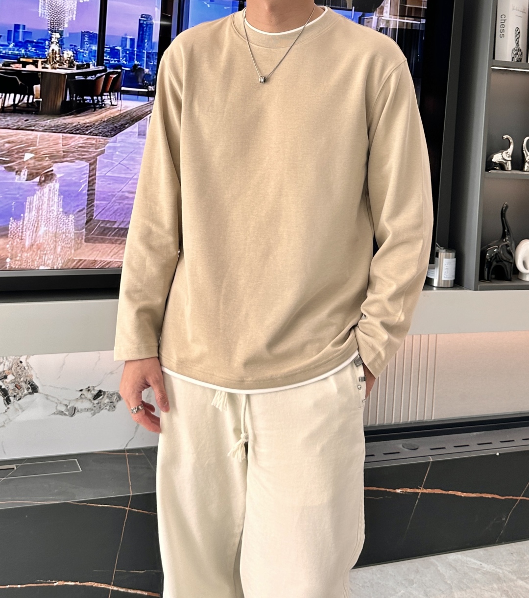 BC Brunello Cucinelli 2025SS秋季新品假两件长袖精纺精梳棉，帅气时尚，简约百搭