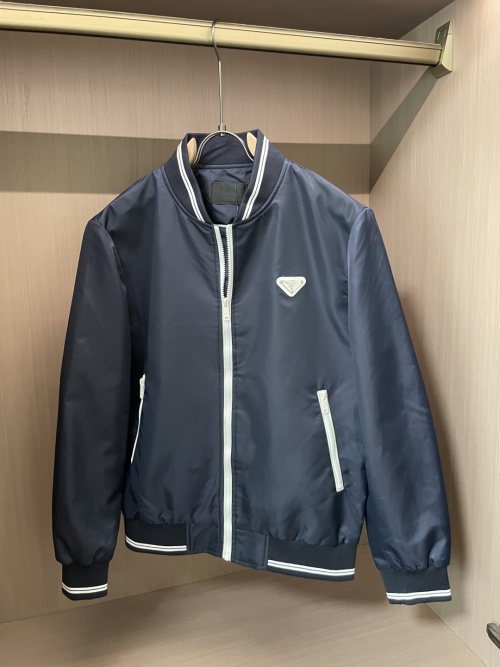 Prada Men's Lightweight Tech Fabric Zip-Up Bomber Jacket - Classic Style 1 Prada Men's Lightweight Tech Fabric Zip-Up Bomber Jacket - Classic Style