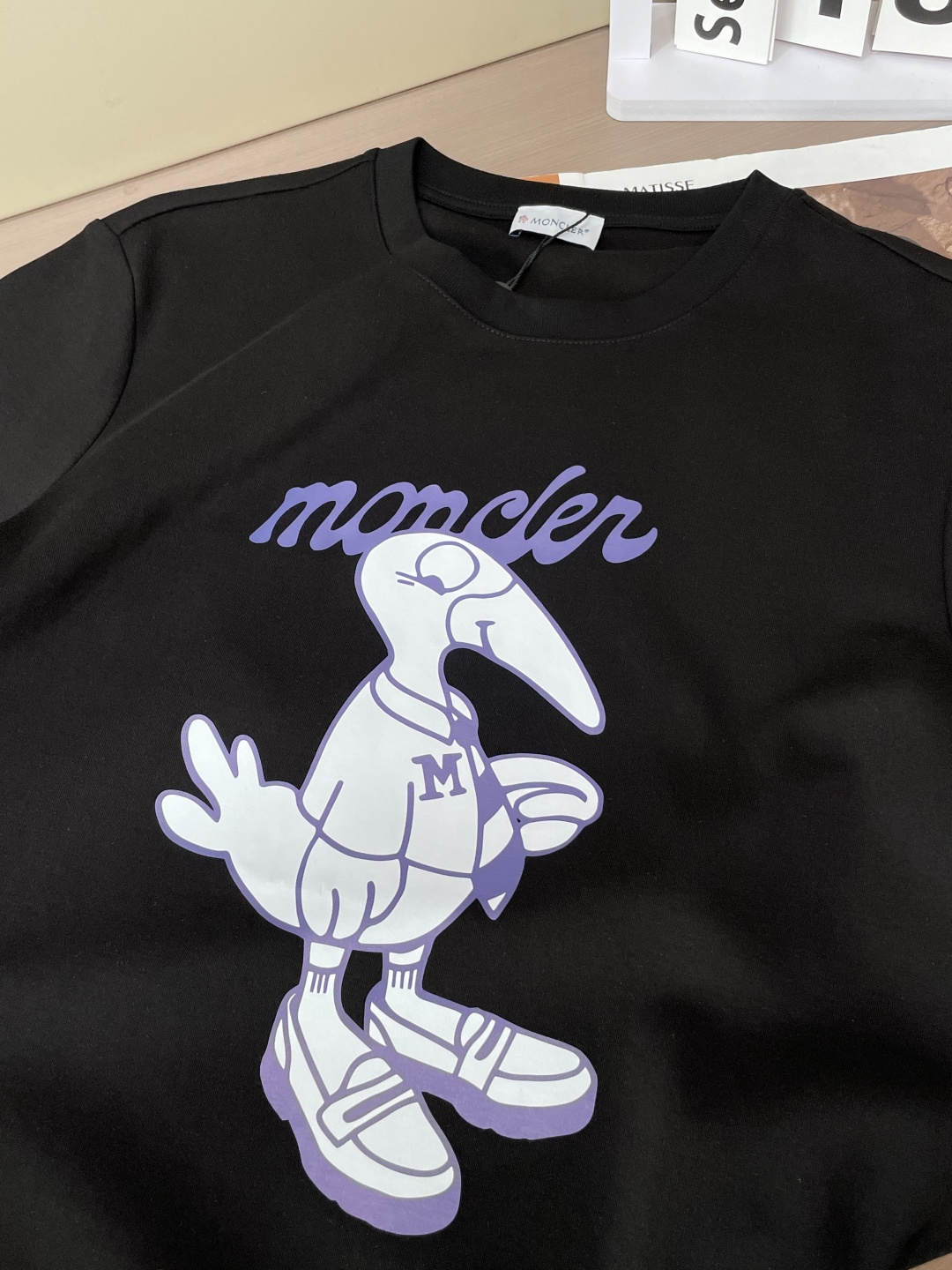 MK 2025 早秋新品厚款飞鸟印花短袖T恤衫；定制260克高密水柔棉面料，舒适柔软保暖性强，胸前飞鸟印