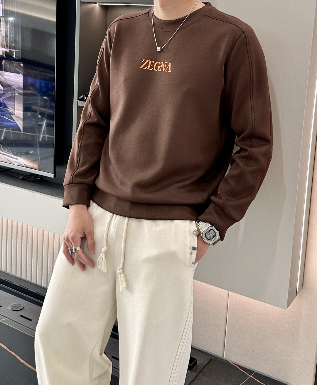 杰尼亚 25秋冬家族男士高端圆领运动长袖卫衣，香港洋行渠道货，纯正血统品质，25年秋冬 新款，经典王牌系