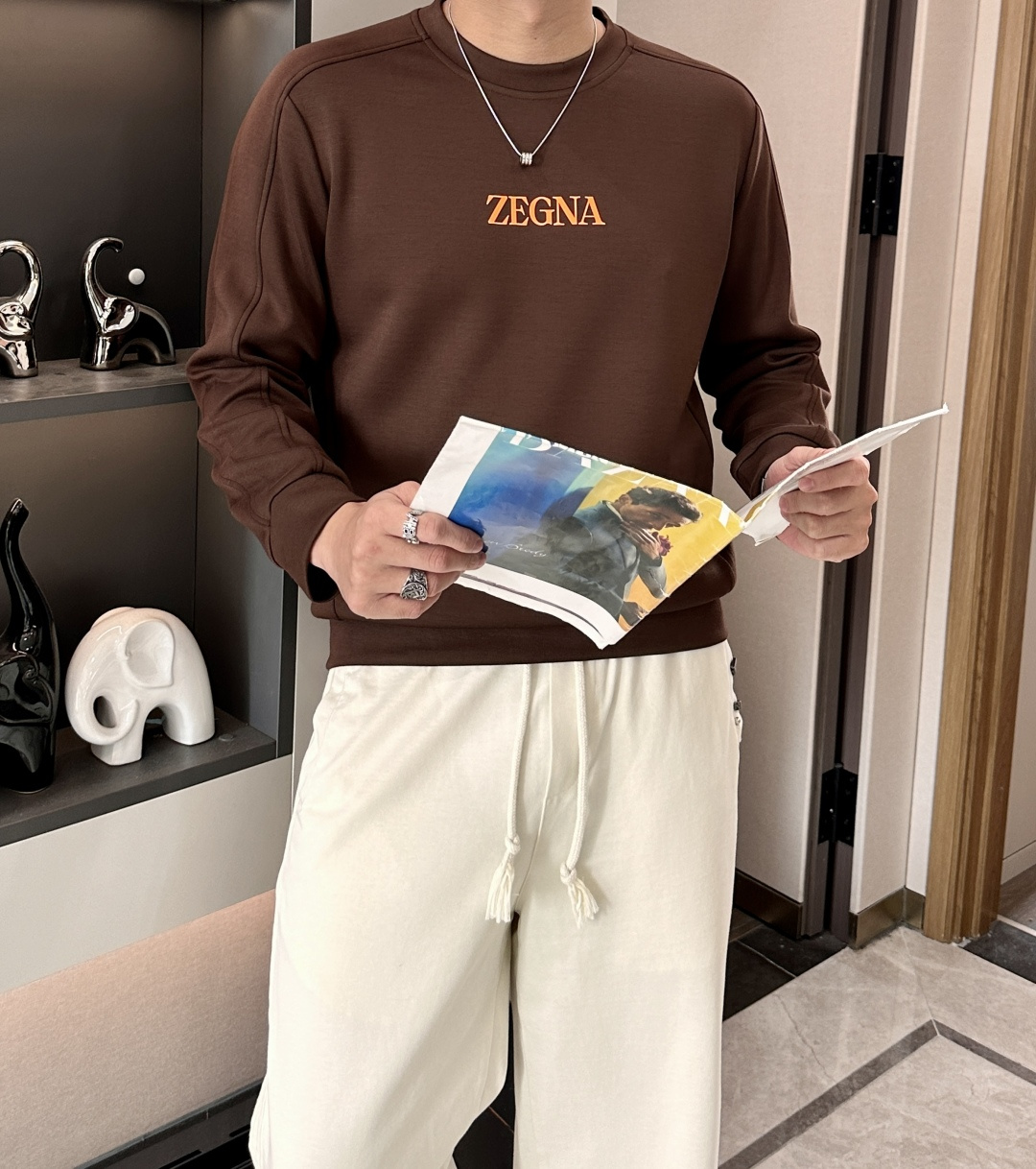 杰尼亚 25秋冬家族男士高端圆领运动长袖卫衣，香港洋行渠道货，纯正血统品质，25年秋冬 新款，经典王牌系