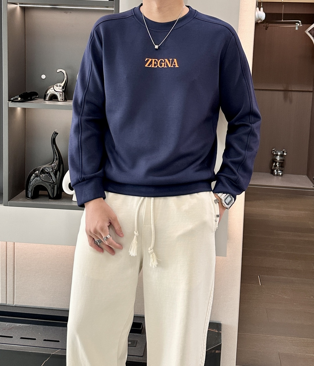 杰尼亚 25秋冬家族男士高端圆领运动长袖卫衣，香港洋行渠道货，纯正血统品质，25年秋冬 新款，经典王牌系