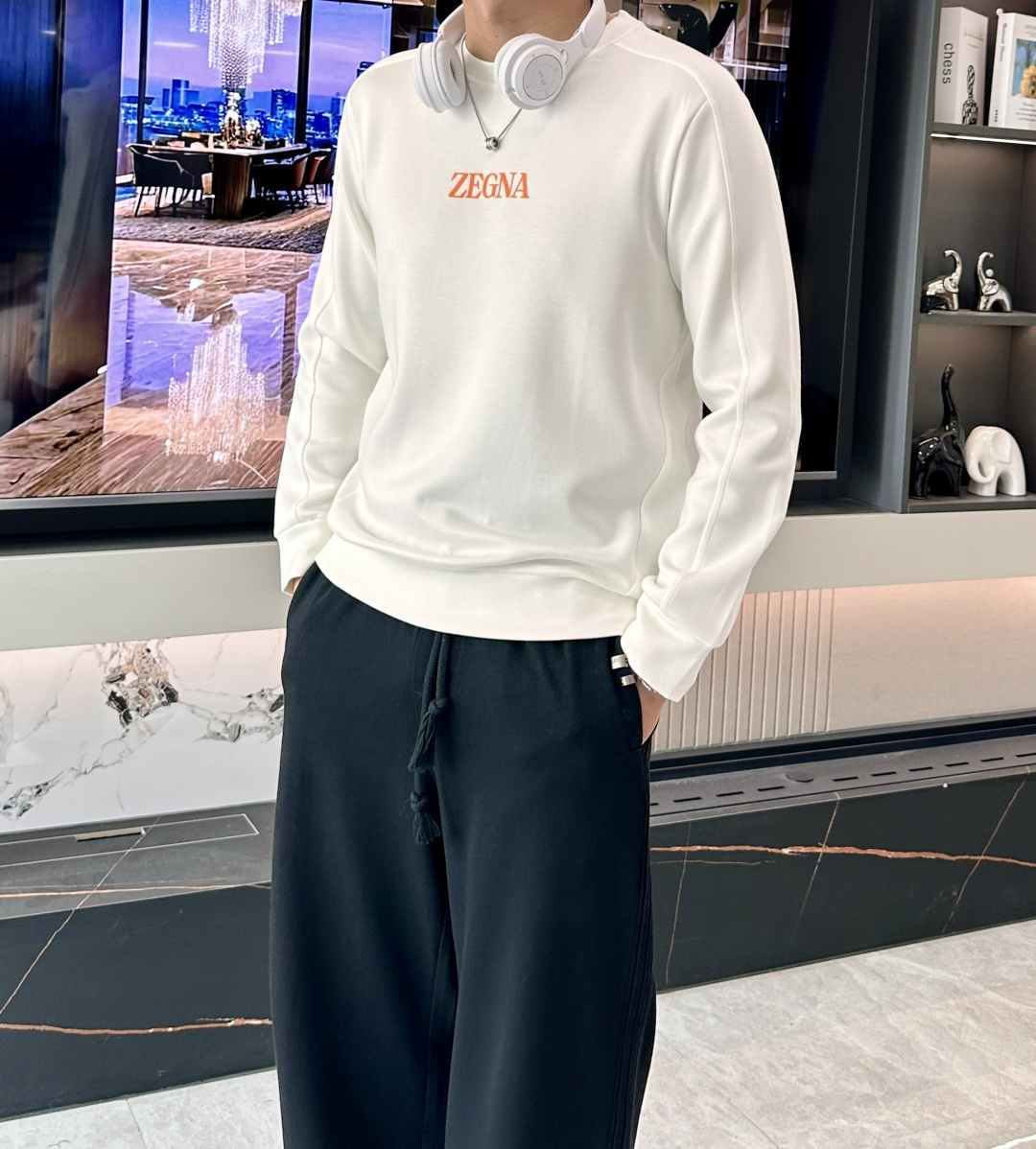 杰尼亚 25秋冬家族男士高端圆领运动长袖卫衣，香港洋行渠道货，纯正血统品质，25年秋冬 新款，经典王牌系