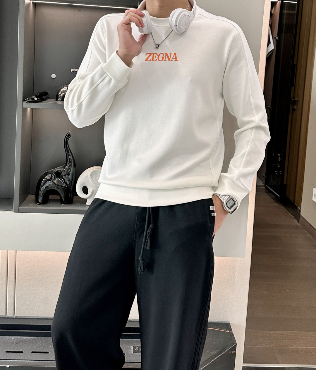 杰尼亚 25秋冬家族男士高端圆领运动长袖卫衣，香港洋行渠道货，纯正血统品质，25年秋冬 新款，经典王牌系