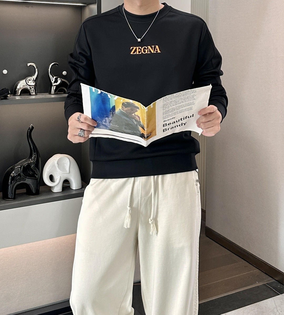 杰尼亚 25秋冬家族男士高端圆领运动长袖卫衣，香港洋行渠道货，纯正血统品质，25年秋冬 新款，经典王牌系