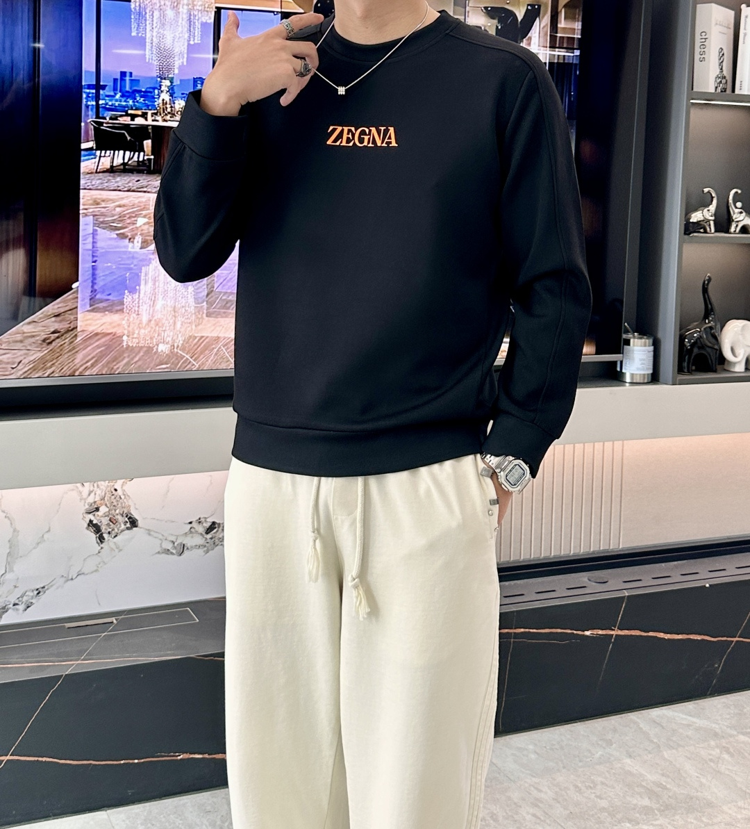 杰尼亚 25秋冬家族男士高端圆领运动长袖卫衣，香港洋行渠道货，纯正血统品质，25年秋冬 新款，经典王牌系