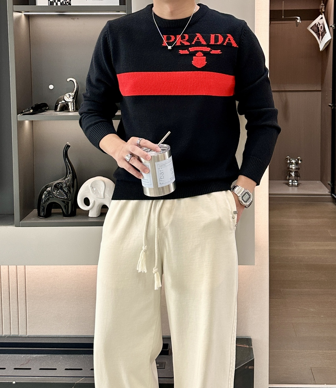 Prad  毛衣 秋冬最新系列，专柜1:1顶级复刻，全品相！加厚款，潮人必备单品！懂货的老铁赶紧下手，面料：100%羊毛