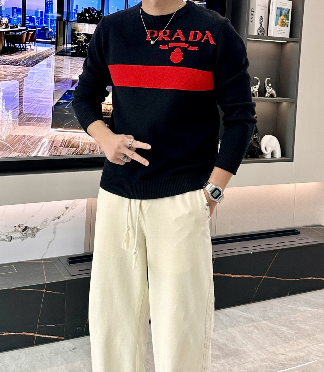 NO:608350,Prad sweater 2025 autumn and winter latest series, 1:1 top replica at the counter, all in good condition!  Thick style, a must-have item for fashionistas!  Old irons who know the goods should hurry up and start, the fabric is wool, the size is M~3XL., prada, sweaters, alexander wang19860909Prad 毛衣 2025秋冬最新系列,专柜1:1顶级复刻,全品相！加厚款,潮人必备单品！懂货的老铁赶紧下手,面料羊毛 尺码M~3XL.,,prada,sweaters,alexander wang,Men's clothing