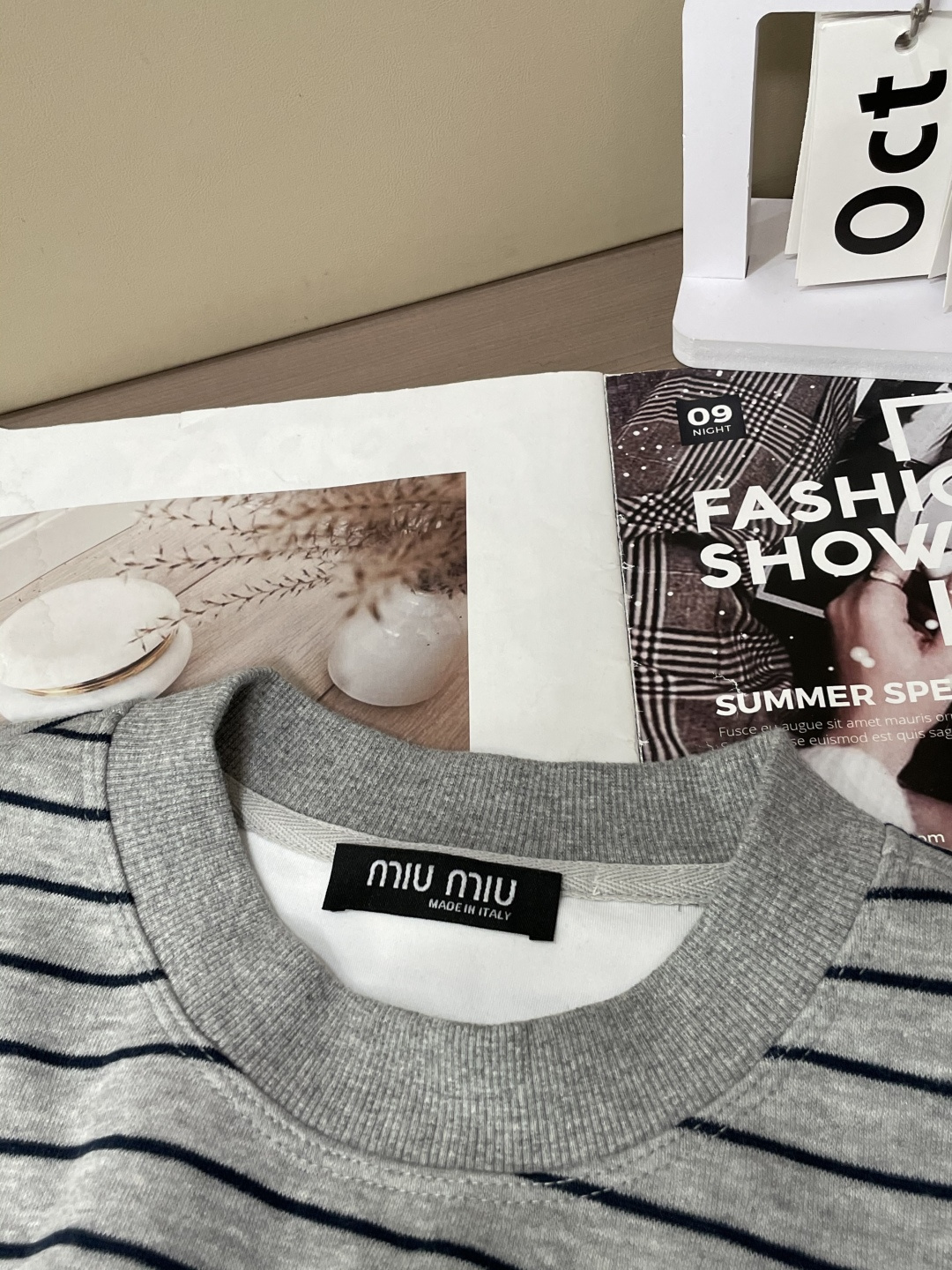 2025SS miumiu秋冬新款条纹长袖 爆款定制纯棉面料 重工洗水，面料舒适🈶️质感 码数：M-2X