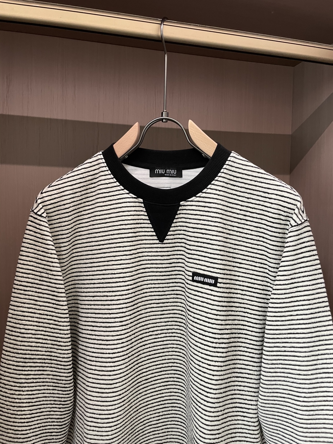 2025SS miumiu秋冬新款条纹长袖 爆款定制纯棉面料 重工洗水，面料舒适🈶️质感 码数：S-2X