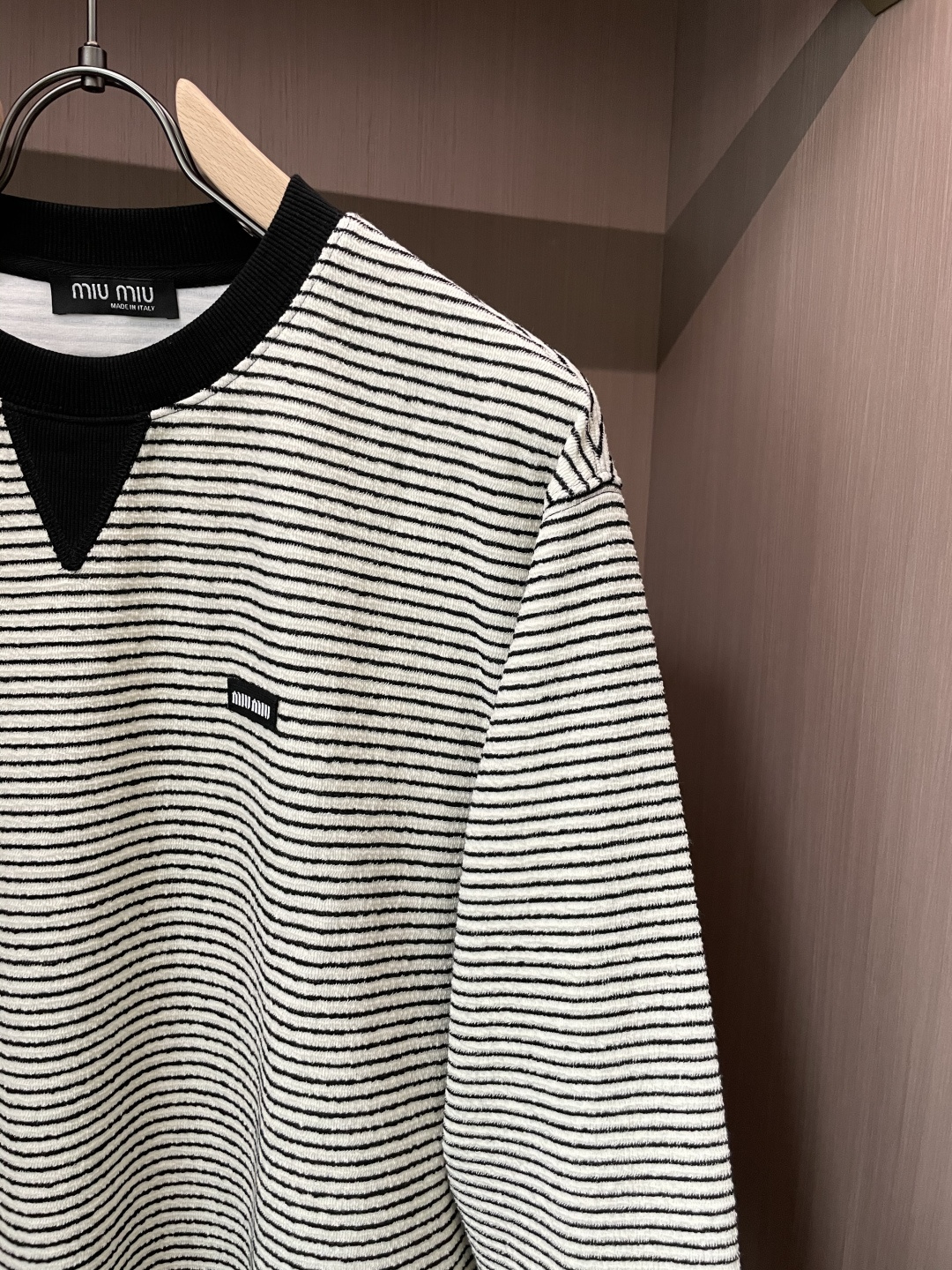 2025SS miumiu秋冬新款条纹长袖 爆款定制纯棉面料 重工洗水，面料舒适🈶️质感 码数：S-2X