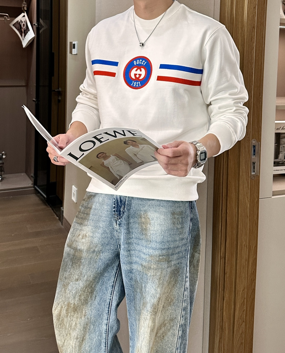 GUCC 套头圆领卫衣；经典套头男女同款，简约大气系列单品，低调奢华大气百搭款！卫衣选用客供100%高克