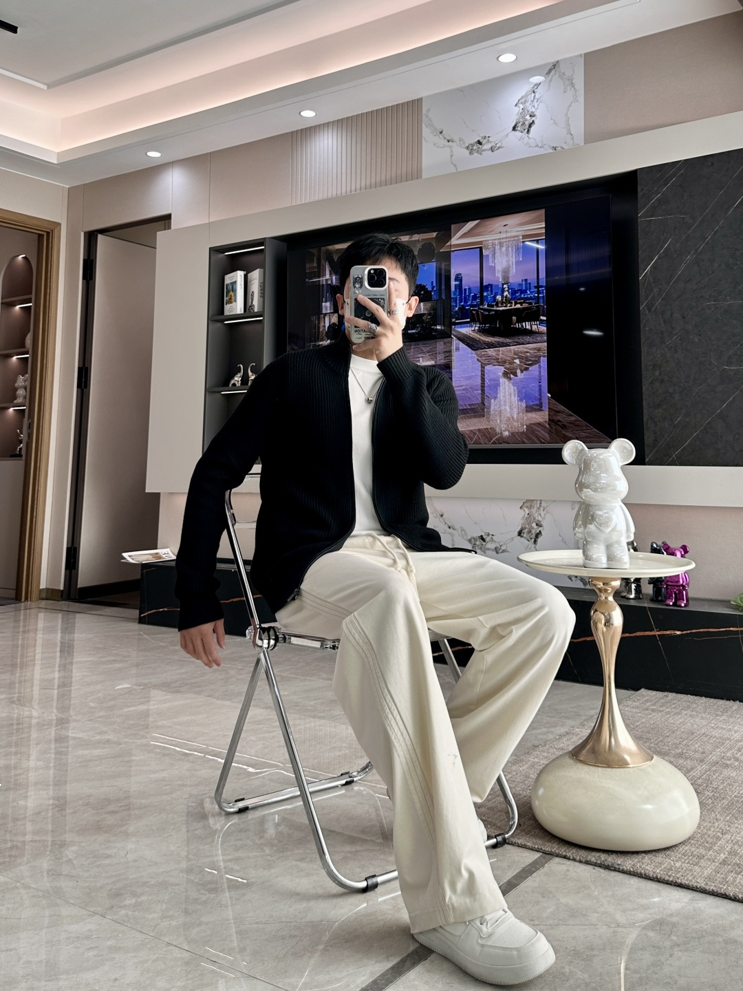 杰尼亚 2025秋冬最新坑条纹理男士全拉链开衫毛衣外套，传统直筒版型，全拉链开身，清爽干练的小立领设计，