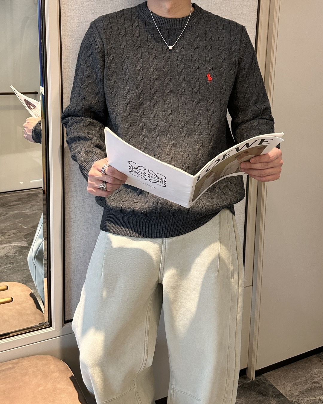 𝑹𝒂𝒍𝒑𝒉 𝑳𝒂𝒖𝒓𝒆𝒏 2025拉夫劳伦经典刺绣骑士小马logo纯色麻花针织毛衣男女同款！-面料采用高