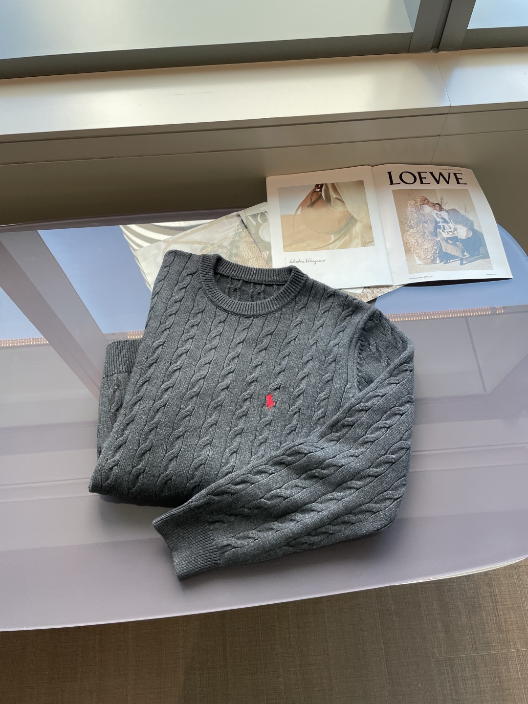 𝑹𝒂𝒍𝒑𝒉 𝑳𝒂𝒖𝒓𝒆𝒏 2025拉夫劳伦经典刺绣骑士小马logo纯色麻花针织毛衣男女同款！-面料采用高