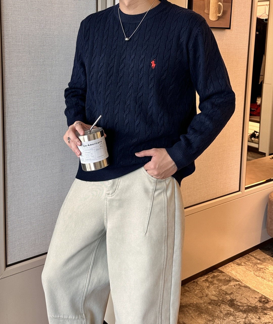 𝑹𝒂𝒍𝒑𝒉 𝑳𝒂𝒖𝒓𝒆𝒏 2025拉夫劳伦经典刺绣骑士小马logo纯色麻花针织毛衣男女同款！-面料采用高