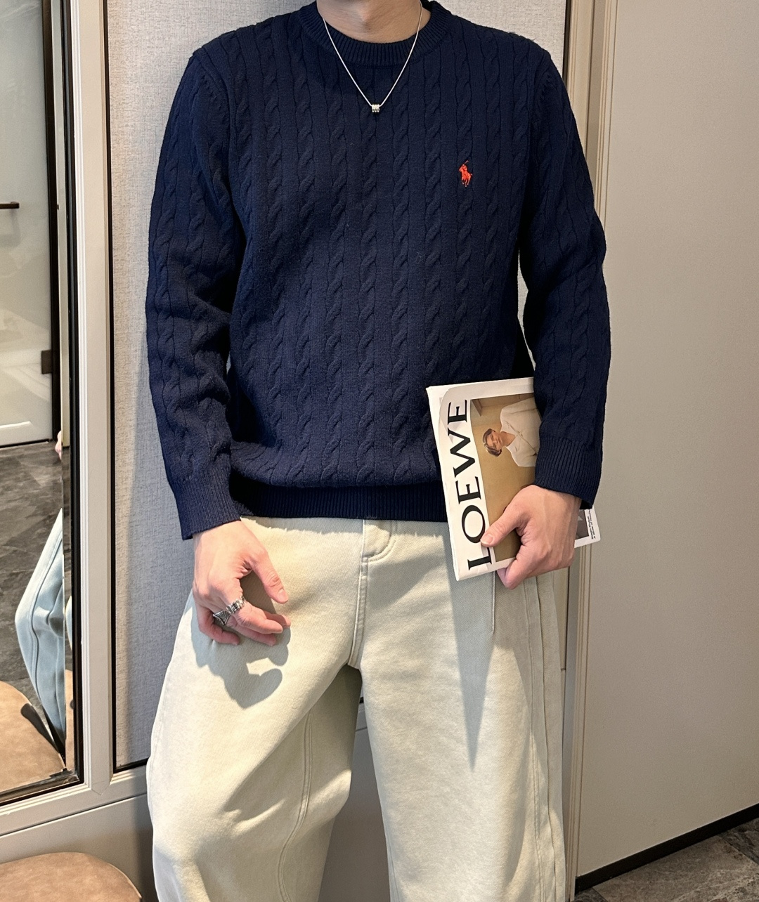 𝑹𝒂𝒍𝒑𝒉 𝑳𝒂𝒖𝒓𝒆𝒏 2025拉夫劳伦经典刺绣骑士小马logo纯色麻花针织毛衣男女同款！-面料采用高