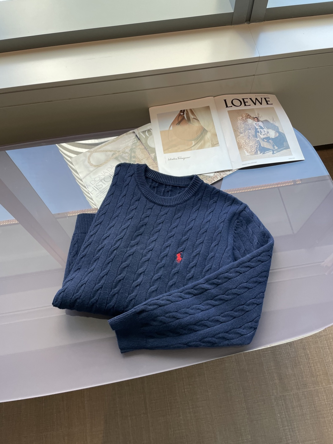 𝑹𝒂𝒍𝒑𝒉 𝑳𝒂𝒖𝒓𝒆𝒏 2025拉夫劳伦经典刺绣骑士小马logo纯色麻花针织毛衣男女同款！-面料采用高