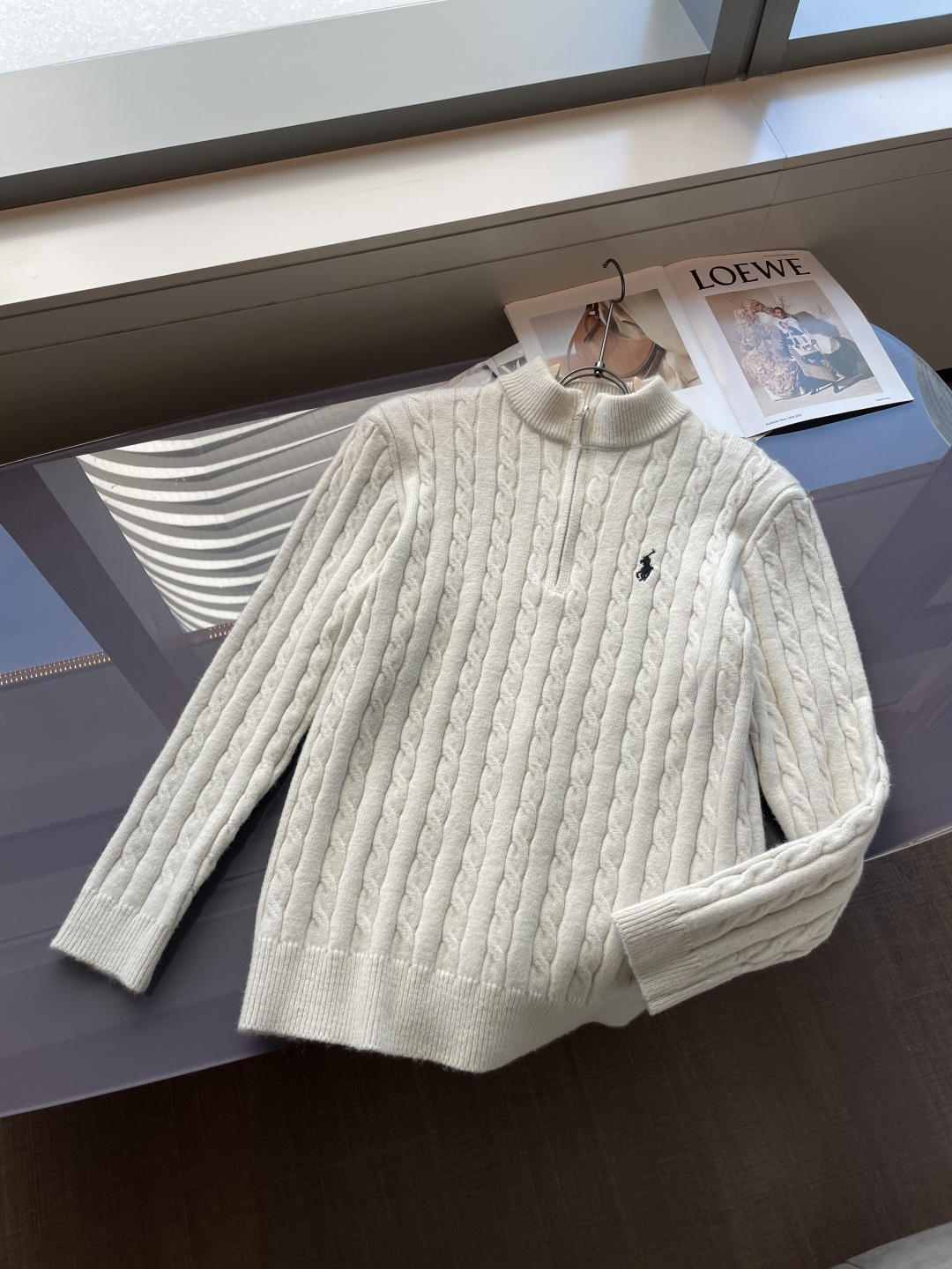 𝑹𝒂𝒍𝒑𝒉 𝑳𝒂𝒖𝒓𝒆𝒏 2025拉夫劳伦经典刺绣骑士小马logo纯色麻花针织毛衣男女同款！-面料采用高