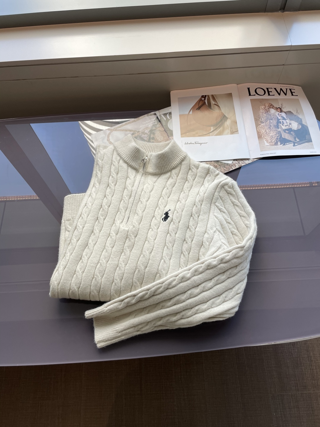 𝑹𝒂𝒍𝒑𝒉 𝑳𝒂𝒖𝒓𝒆𝒏 2025拉夫劳伦经典刺绣骑士小马logo纯色麻花针织毛衣男女同款！-面料采用高