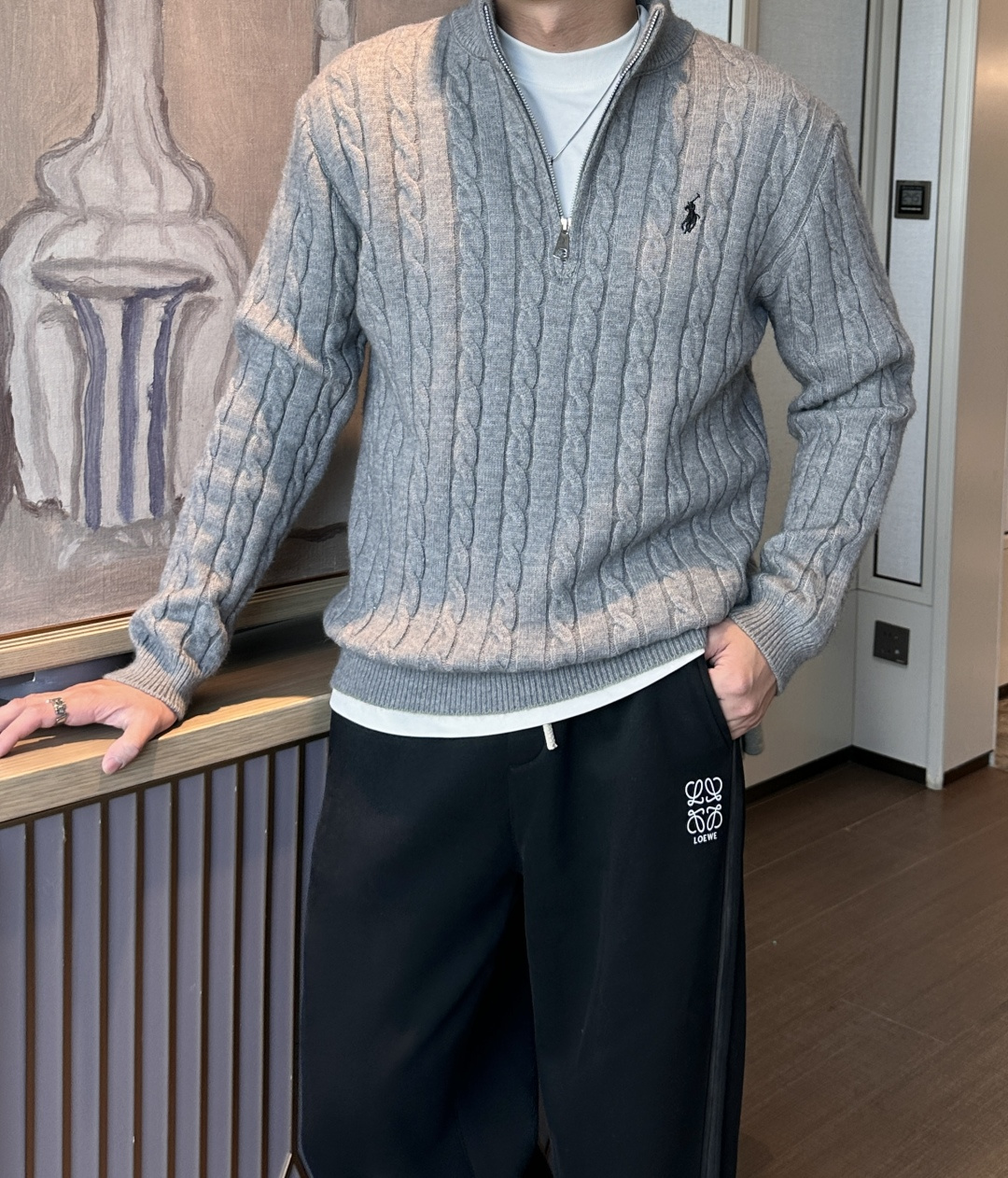 𝑹𝒂𝒍𝒑𝒉 𝑳𝒂𝒖𝒓𝒆𝒏 2025拉夫劳伦经典刺绣骑士小马logo纯色麻花针织毛衣男女同款！-面料采用高