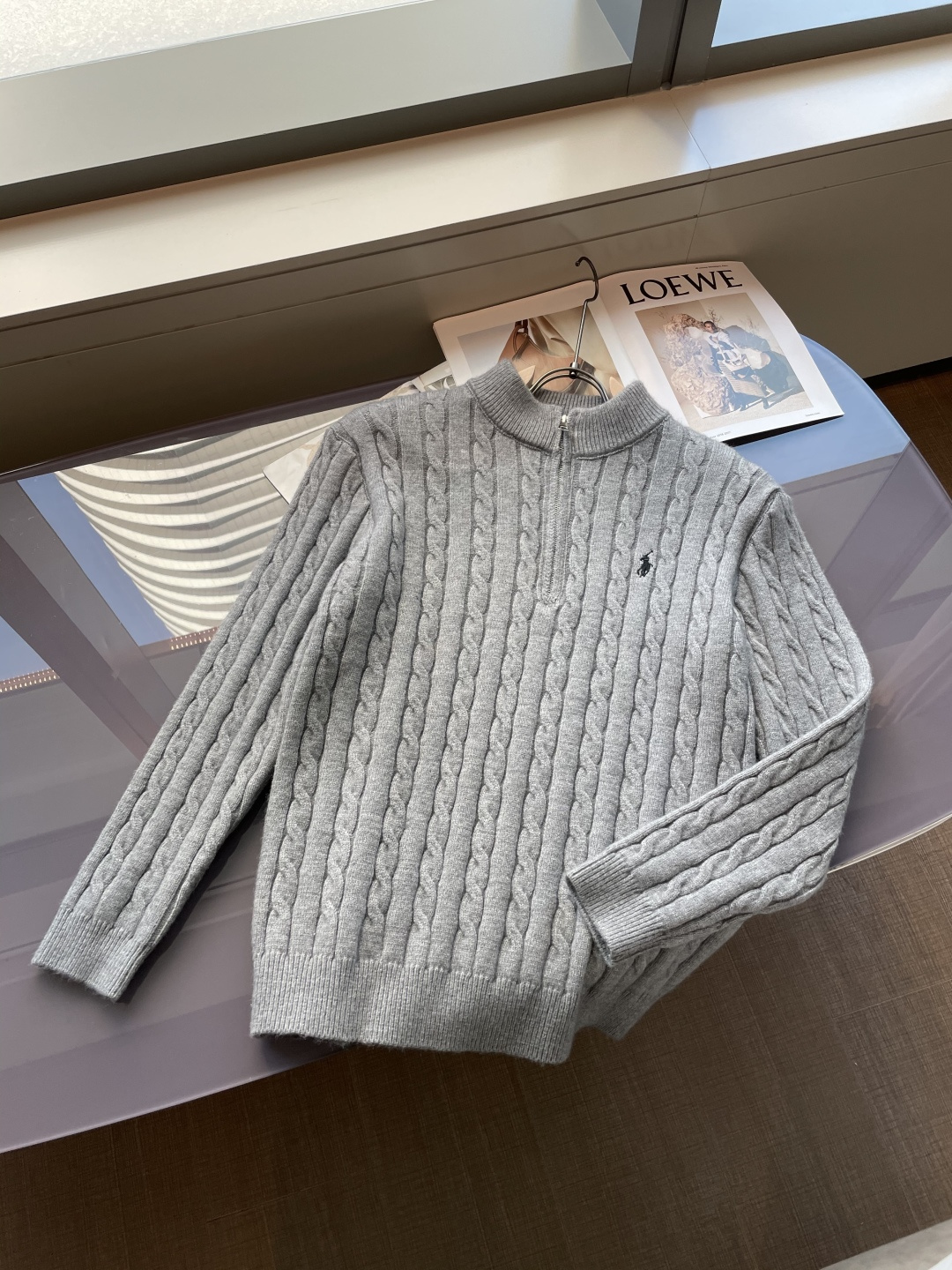 𝑹𝒂𝒍𝒑𝒉 𝑳𝒂𝒖𝒓𝒆𝒏 2025拉夫劳伦经典刺绣骑士小马logo纯色麻花针织毛衣男女同款！-面料采用高