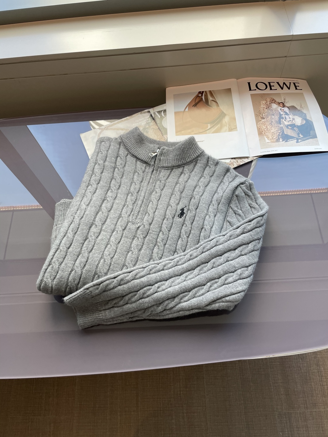 𝑹𝒂𝒍𝒑𝒉 𝑳𝒂𝒖𝒓𝒆𝒏 2025拉夫劳伦经典刺绣骑士小马logo纯色麻花针织毛衣男女同款！-面料采用高