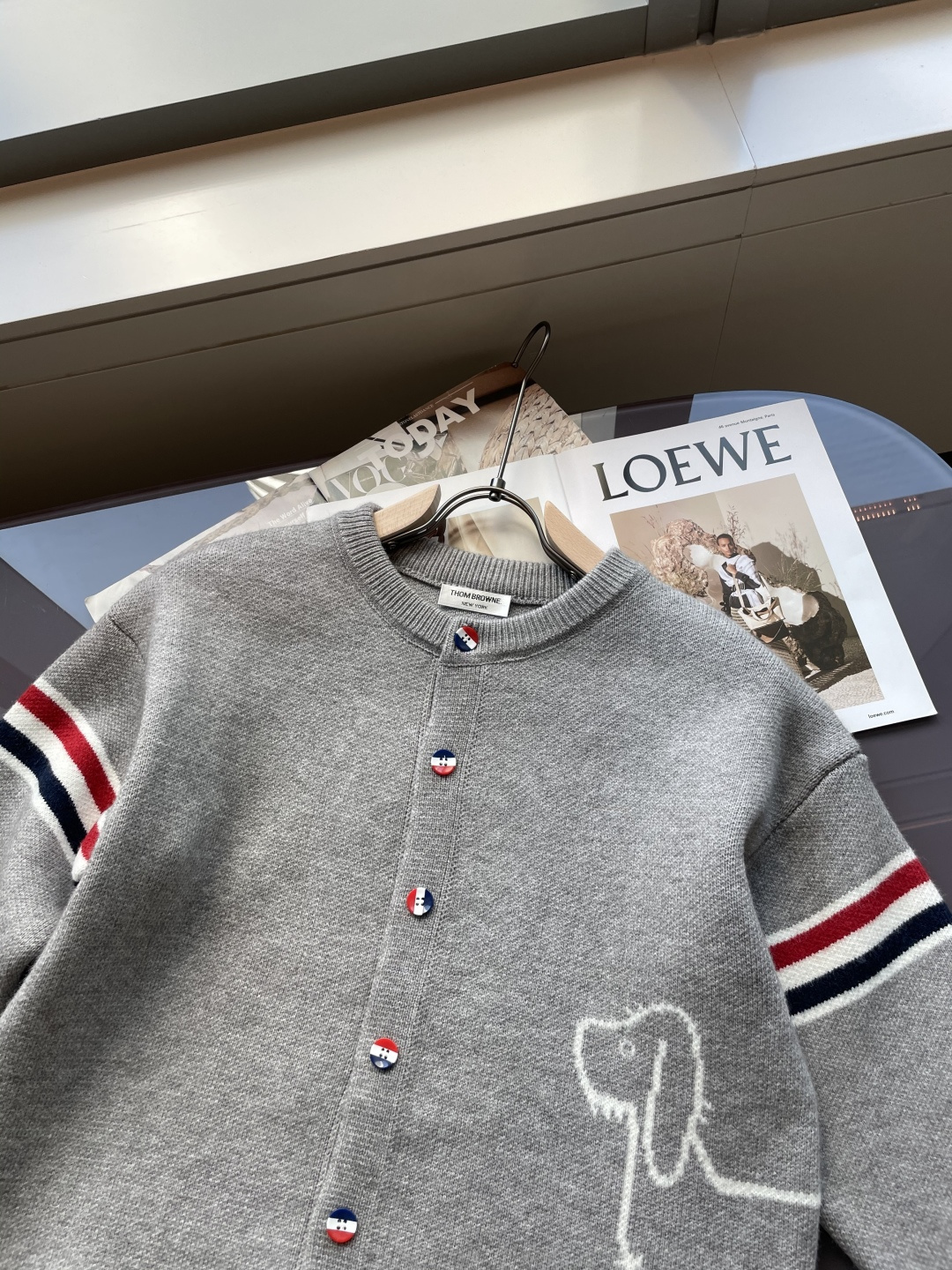 支持年后 TB FW25秋冬新品经典开衫毛衣-对色定染羊毛混纺棉纱线，高克重高密度超高品质，毛料柔软细腻