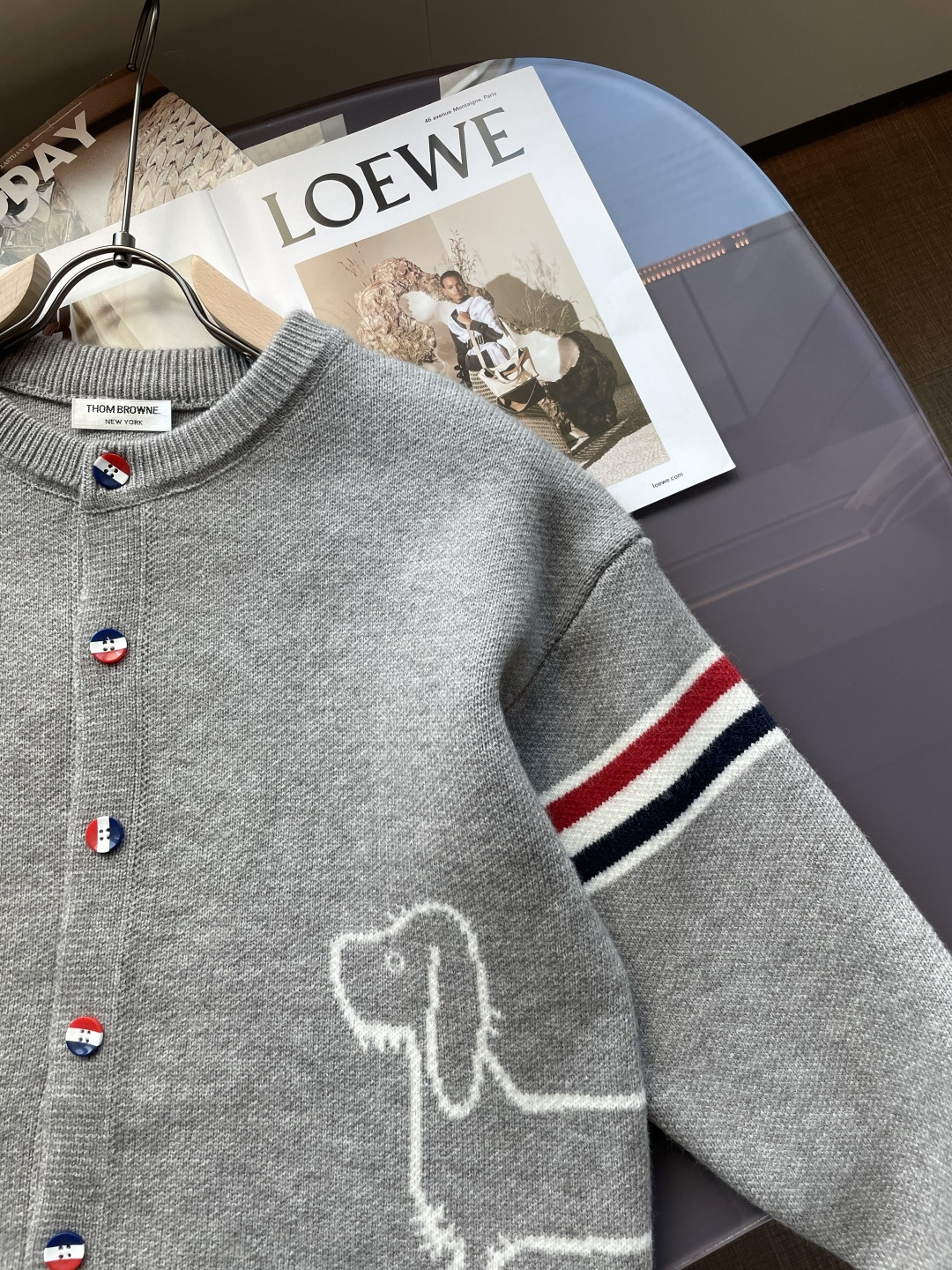 支持年后 TB FW25秋冬新品经典开衫毛衣-对色定染羊毛混纺棉纱线，高克重高密度超高品质，毛料柔软细腻