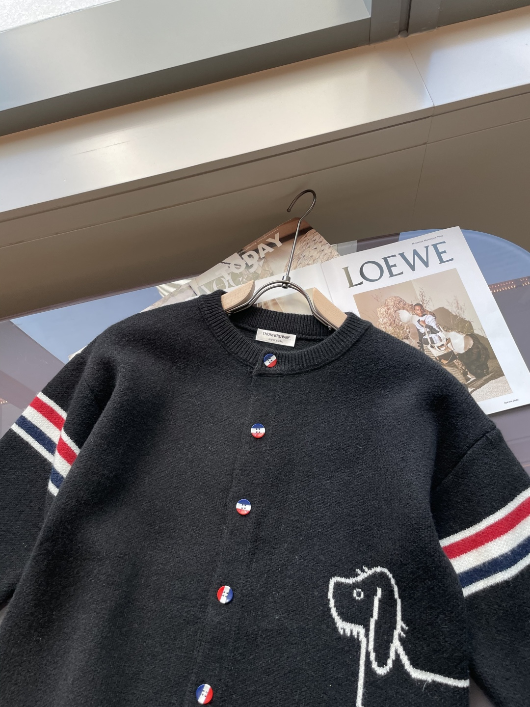 支持年后 TB FW25秋冬新品经典开衫毛衣-对色定染羊毛混纺棉纱线，高克重高密度超高品质，毛料柔软细腻