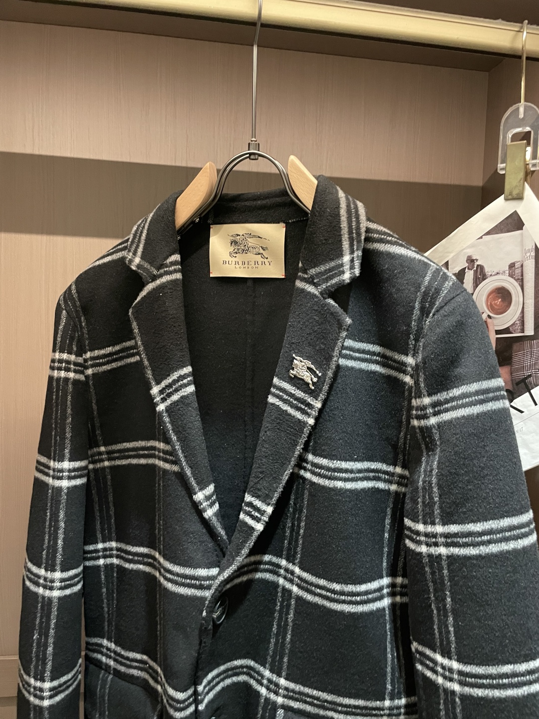 Burberry博柏利M-2XL男士格纹羊毛西装大衣 秋冬中长款休闲外套▣ 面料：精选羊毛混纺面料打造，