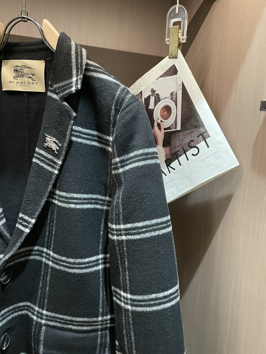 Burberry博柏利M-2XL男士格纹羊毛西装大衣 秋冬中长款休闲外套▣ 面料：精选羊毛混纺面料打造，