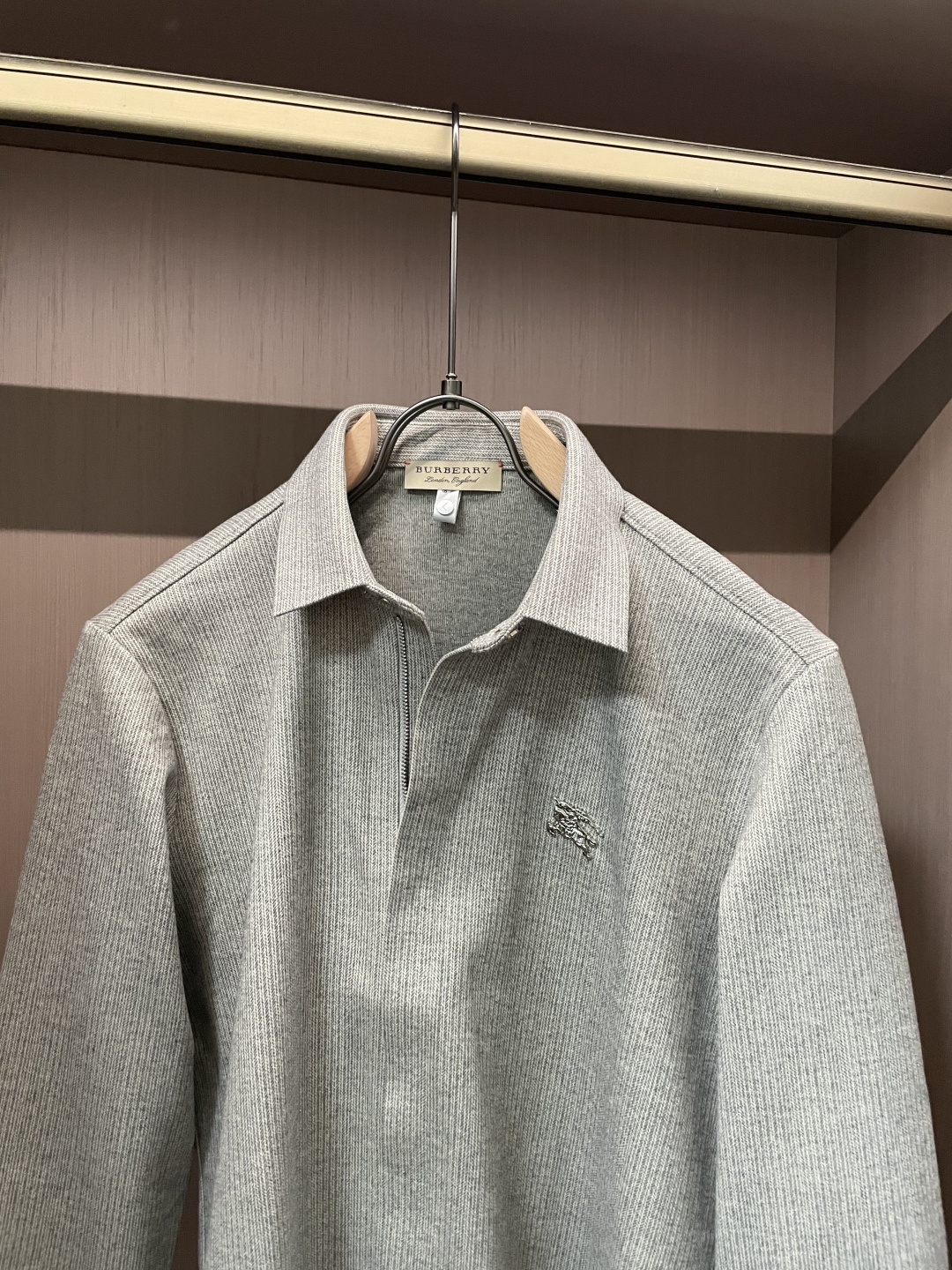 Burberry博柏利M-3XL磨毛肌理保暖衬衫外套 男士商务休闲全拉链长袖上衣✅ 磨毛针织肌理面料定制