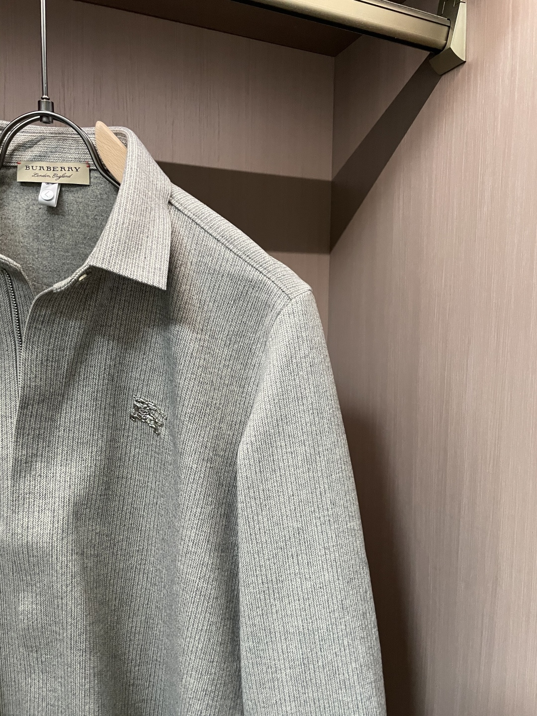 Burberry博柏利M-3XL磨毛肌理保暖衬衫外套 男士商务休闲全拉链长袖上衣✅ 磨毛针织肌理面料定制