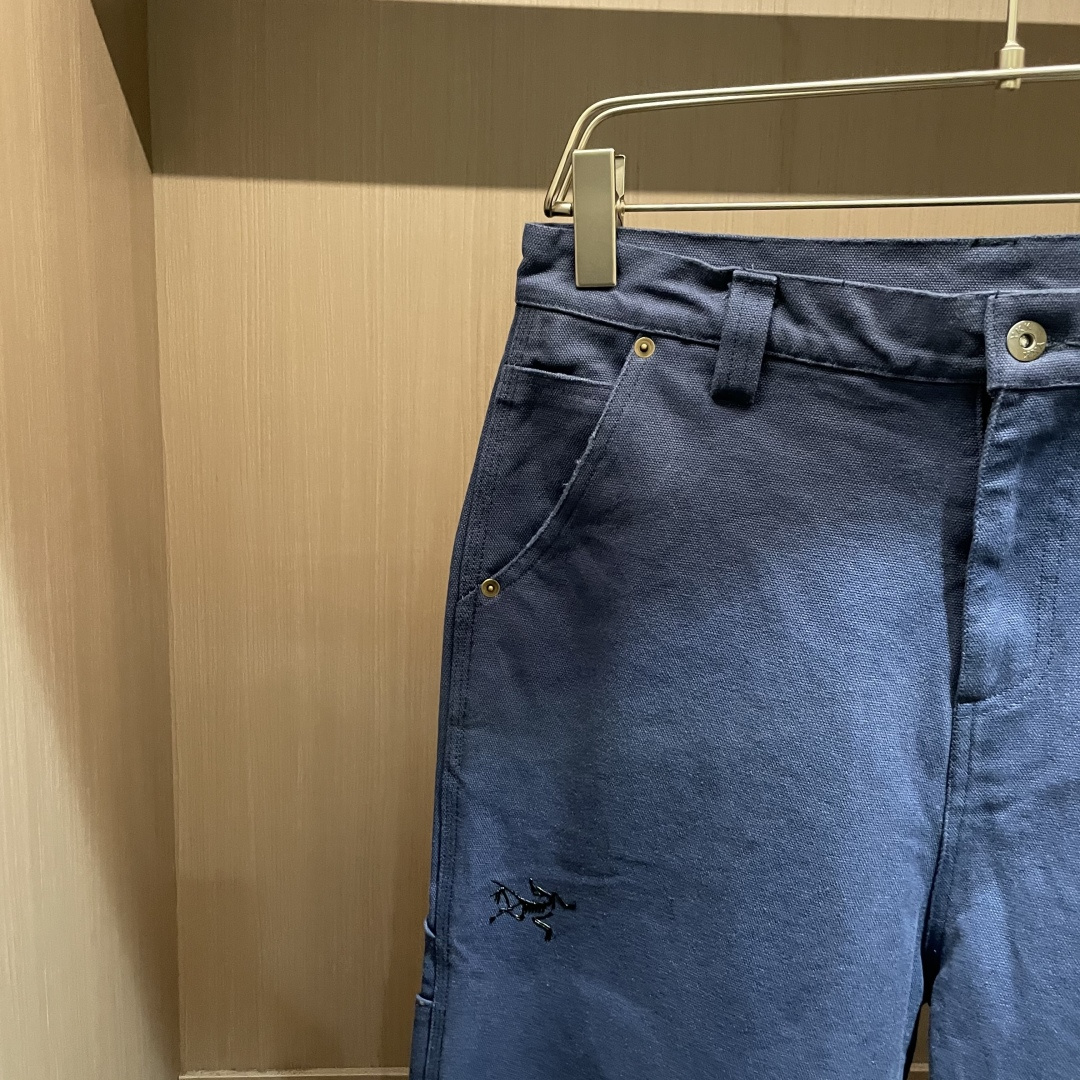 Arc'teryx始祖鸟M-2XL三本针重磅法工蓝长裤 男士户外高色牢度直筒工装裤🔥 重磅高密法工蓝帆布