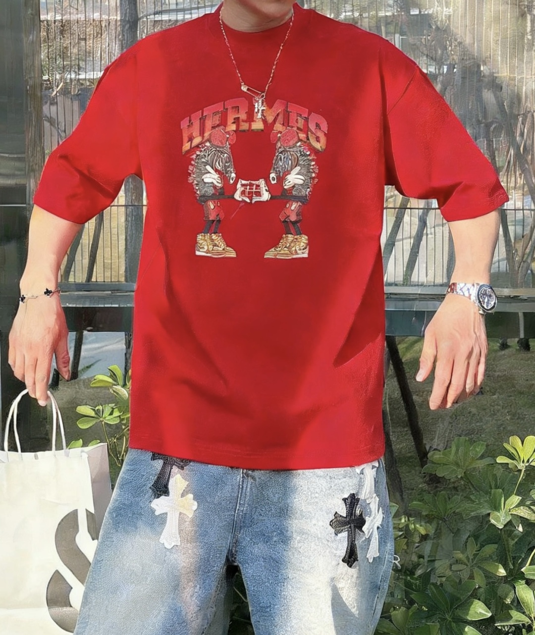 爱🐎仕/新年限定款2026春夏款/官网同步面料采用重磅纯棉精梳棉面料，OS宽松版型，上身版型超正！日常百