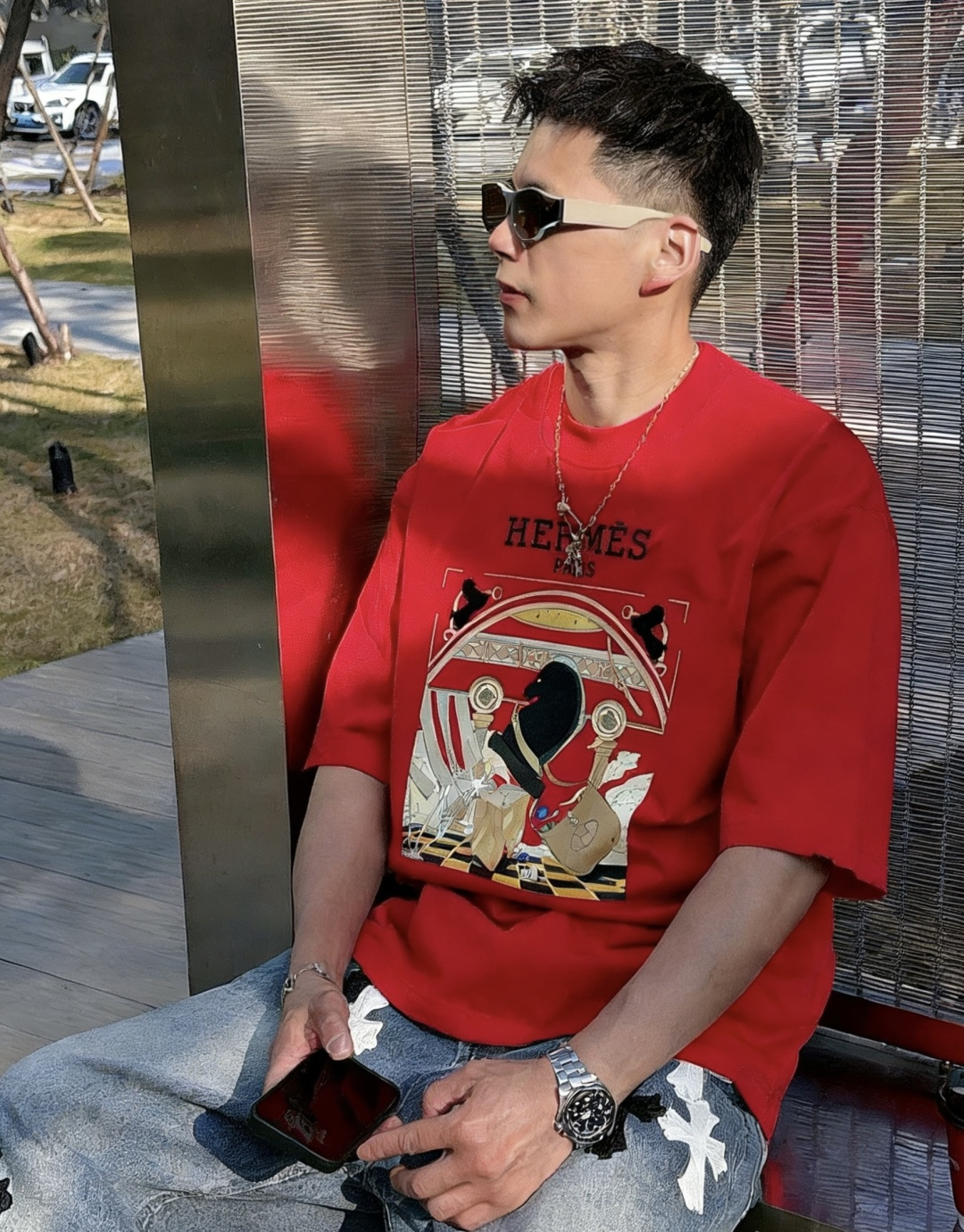 爱🐎仕/新年限定款2026春夏款/官网同步面料采用重磅纯棉精梳棉面料，OS宽松版型，上身版型超正！日常百