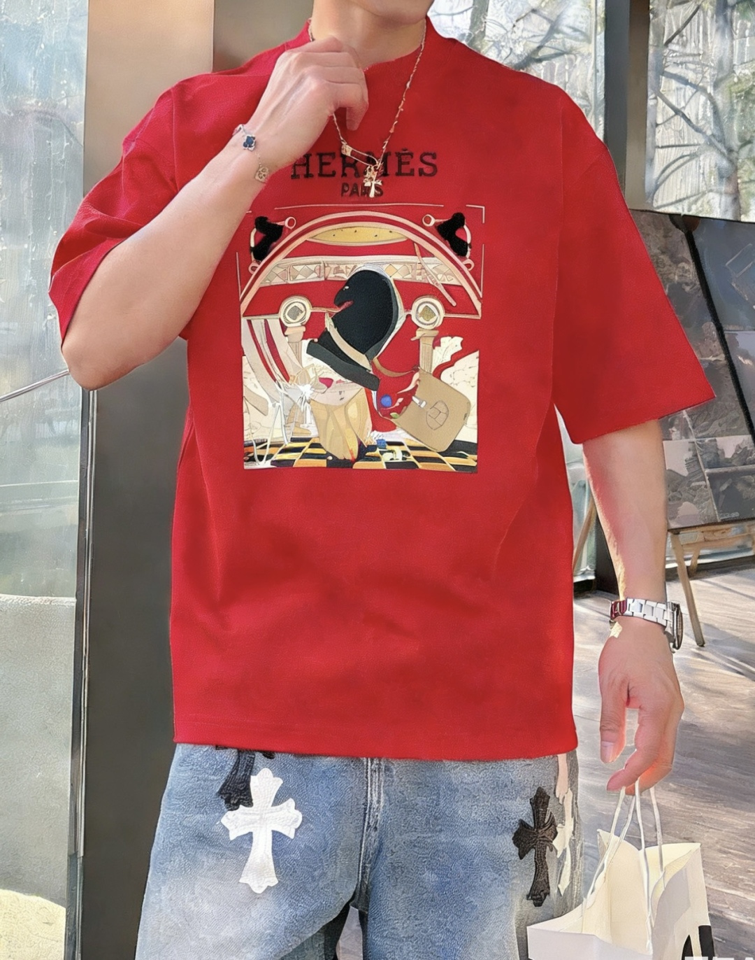 爱🐎仕/新年限定款2026春夏款/官网同步面料采用重磅纯棉精梳棉面料，OS宽松版型，上身版型超正！日常百