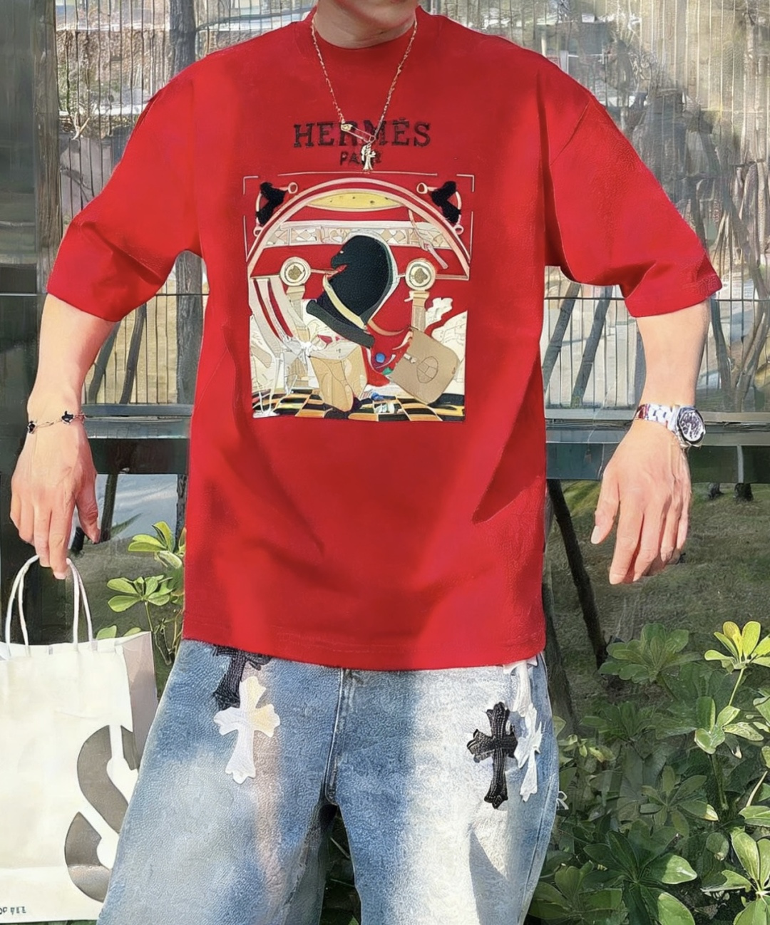 爱🐎仕/新年限定款2026春夏款/官网同步面料采用重磅纯棉精梳棉面料，OS宽松版型，上身版型超正！日常百