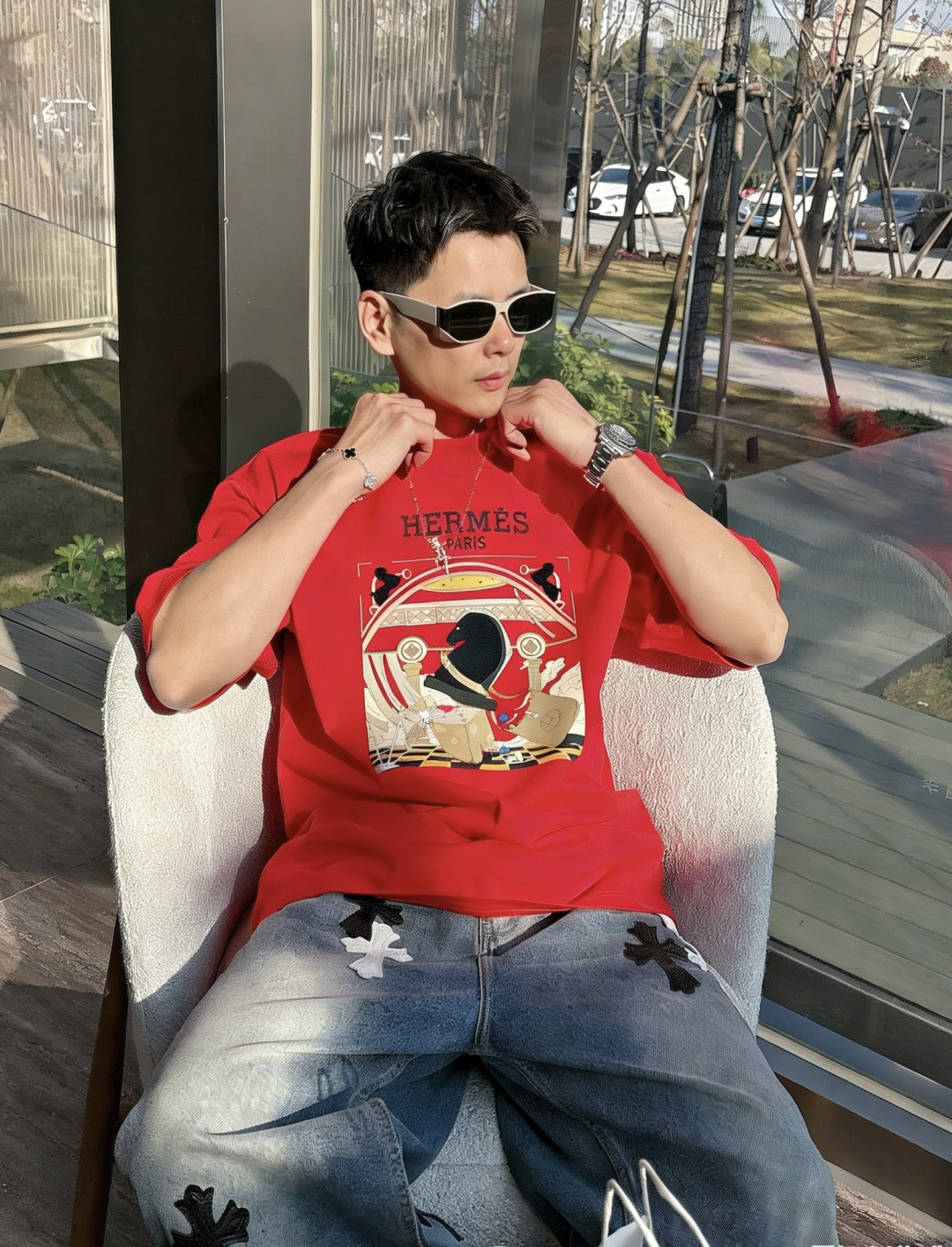 爱🐎仕/新年限定款2026春夏款/官网同步面料采用重磅纯棉精梳棉面料，OS宽松版型，上身版型超正！日常百