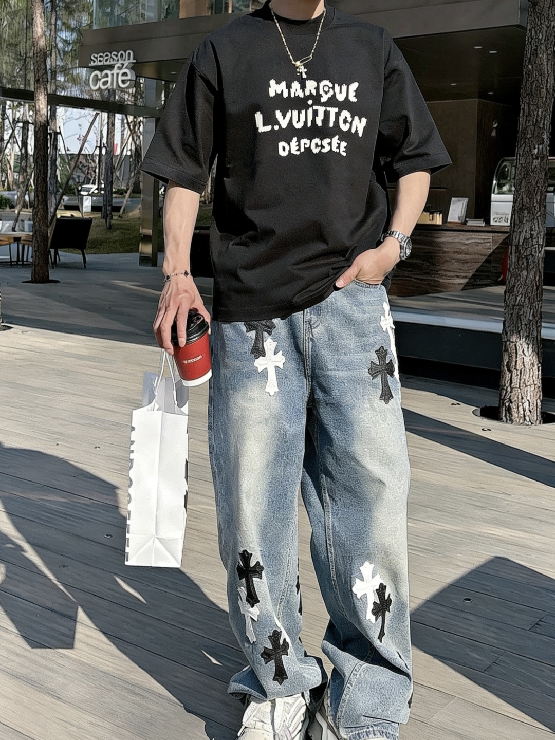 Lv/新年限定款2026春夏款/官网同步面料采用重磅纯棉精梳棉面料，OS宽松版型，上身版型超正！日常百搭