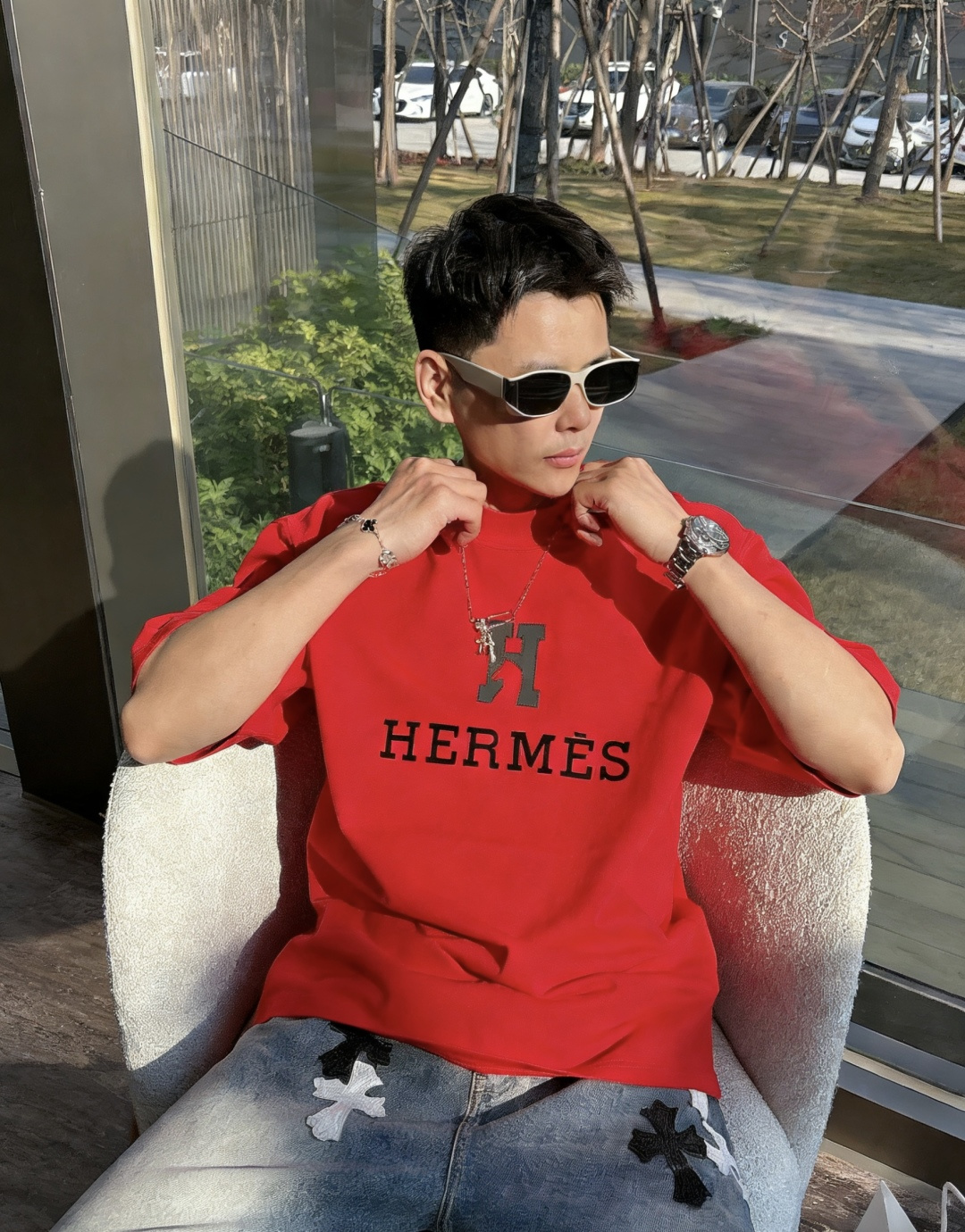 爱🐎仕/新年限定款2026春夏款/官网同步面料采用重磅纯棉精梳棉面料，OS宽松版型，上身版型超正！日常百