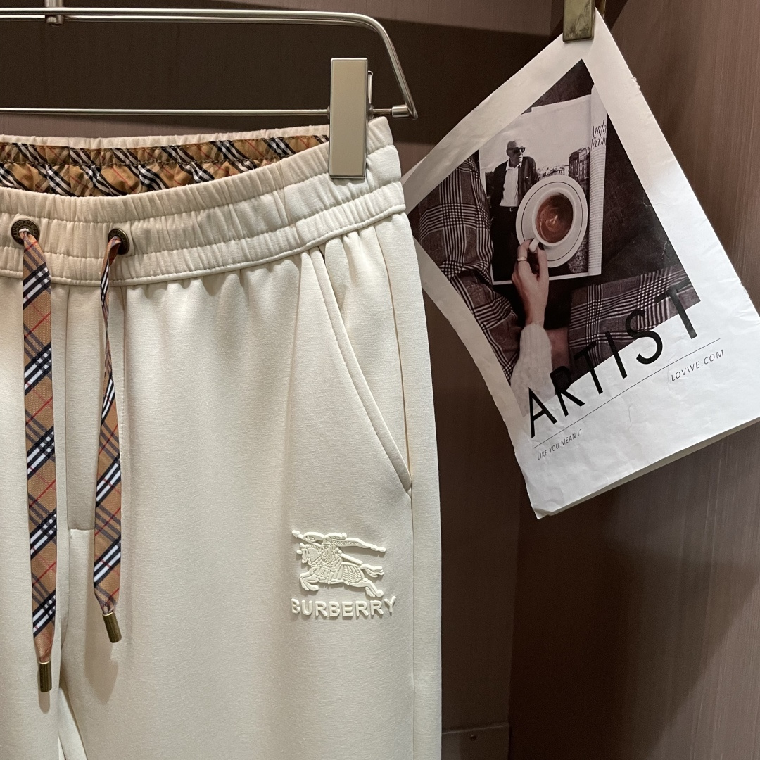 .BUR 2026春夏新款铜氨丝莫代尔空气层休闲卫裤，裤身上刺绣标志性品牌标识，客供定制品牌刻印五金配件