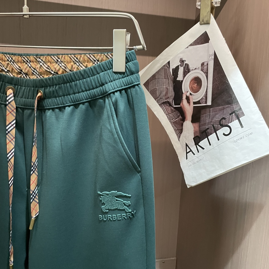 .BUR 2026春夏新款铜氨丝莫代尔空气层休闲卫裤，裤身上刺绣标志性品牌标识，客供定制品牌刻印五金配件