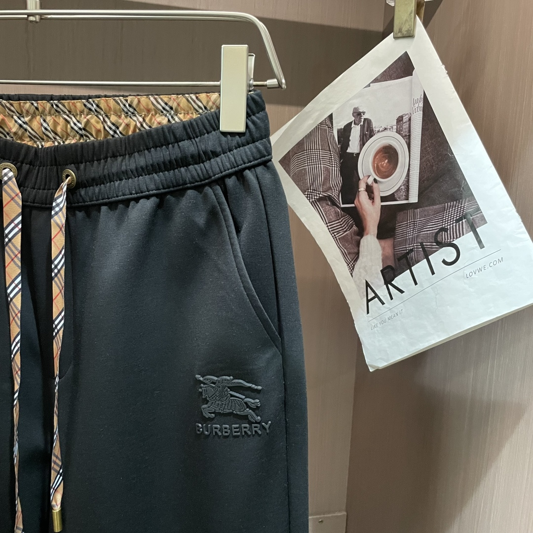.BUR 2026春夏新款铜氨丝莫代尔空气层休闲卫裤，裤身上刺绣标志性品牌标识，客供定制品牌刻印五金配件