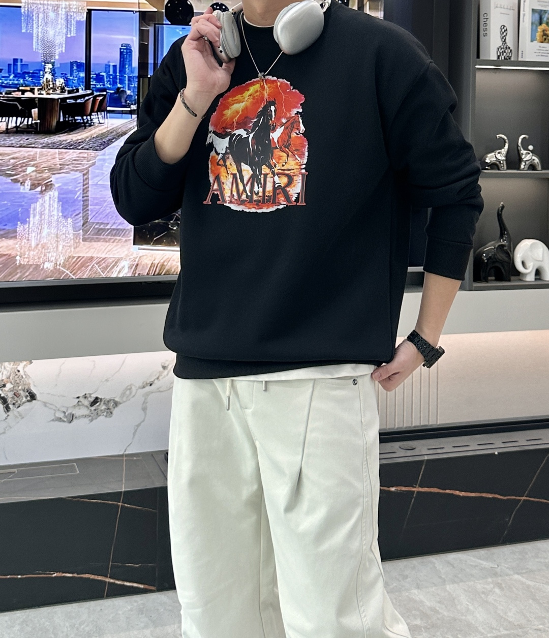 🌾 AMIRI /2025秋冬新品 马年限定/本命年宝宝快入定制顶级卫衣棉，面料特别有质感，冬季必备单品