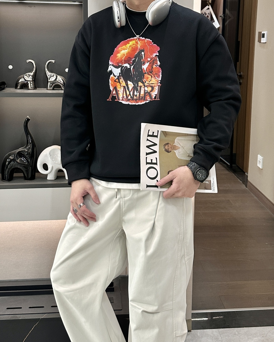 🌾 AMIRI /2025秋冬新品 马年限定/本命年宝宝快入定制顶级卫衣棉，面料特别有质感，冬季必备单品